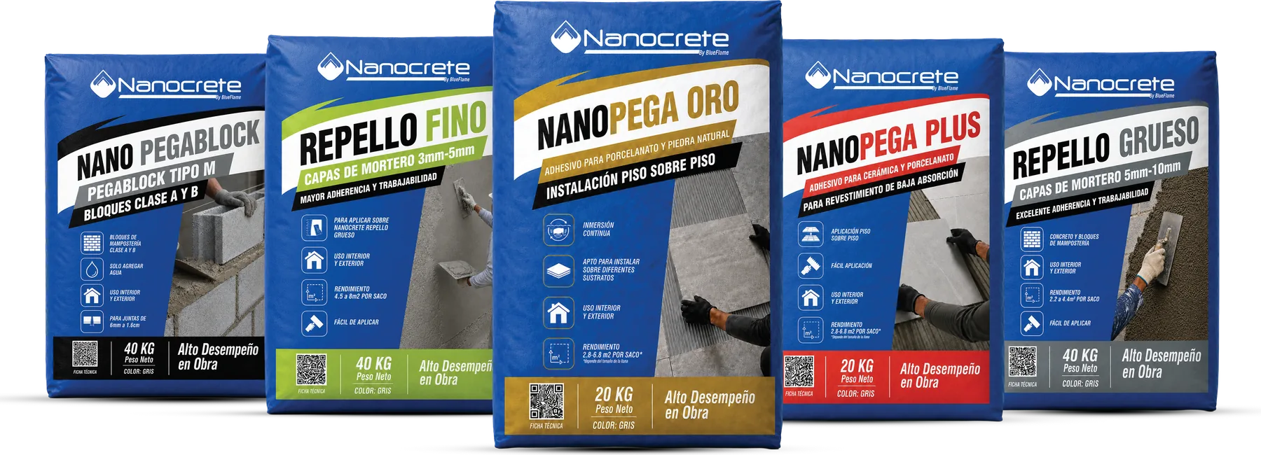 Sacos de Nano Pegablock Tipo M, Repello Fino, Nanopega Oro, Nanopega Plus y Repello Grueso